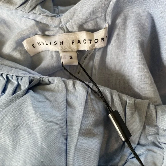 English Factory Midi Dress Womens S Blue V Neck Tiered Ruffle Quiet Luxury New - Picture 10 of 12